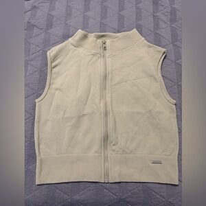Sleeveless Zip-Front Tank Top in Light Cream